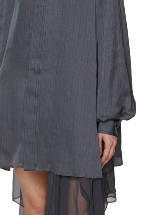  - SACAI - Striped Bishop Sleeve Satin Dress