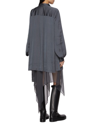 Back View - Click To Enlarge - SACAI - Striped Bishop Sleeve Satin Dress