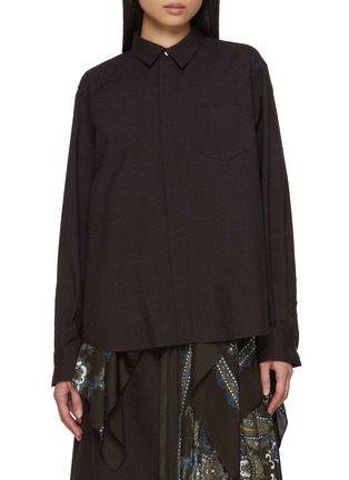 Main View - Click To Enlarge - SACAI - Paisley Scarf Hem Wool Shirt