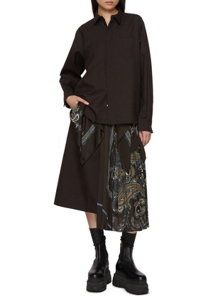 Figure View - Click To Enlarge - SACAI - Paisley Scarf Hem Wool Shirt