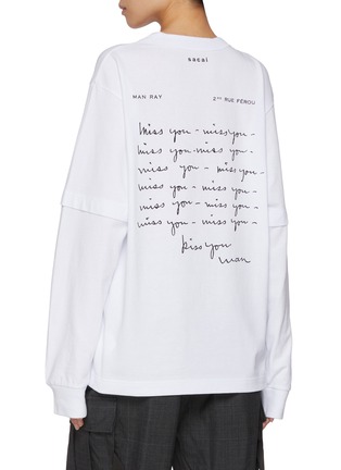 Back View - Click To Enlarge - SACAI - Tears Miss You Printed Long Sleeve Cotton T-Shirt