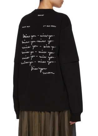 Back View - Click To Enlarge - SACAI - Tears Miss You Printed Long Sleeve Cotton T-Shirt