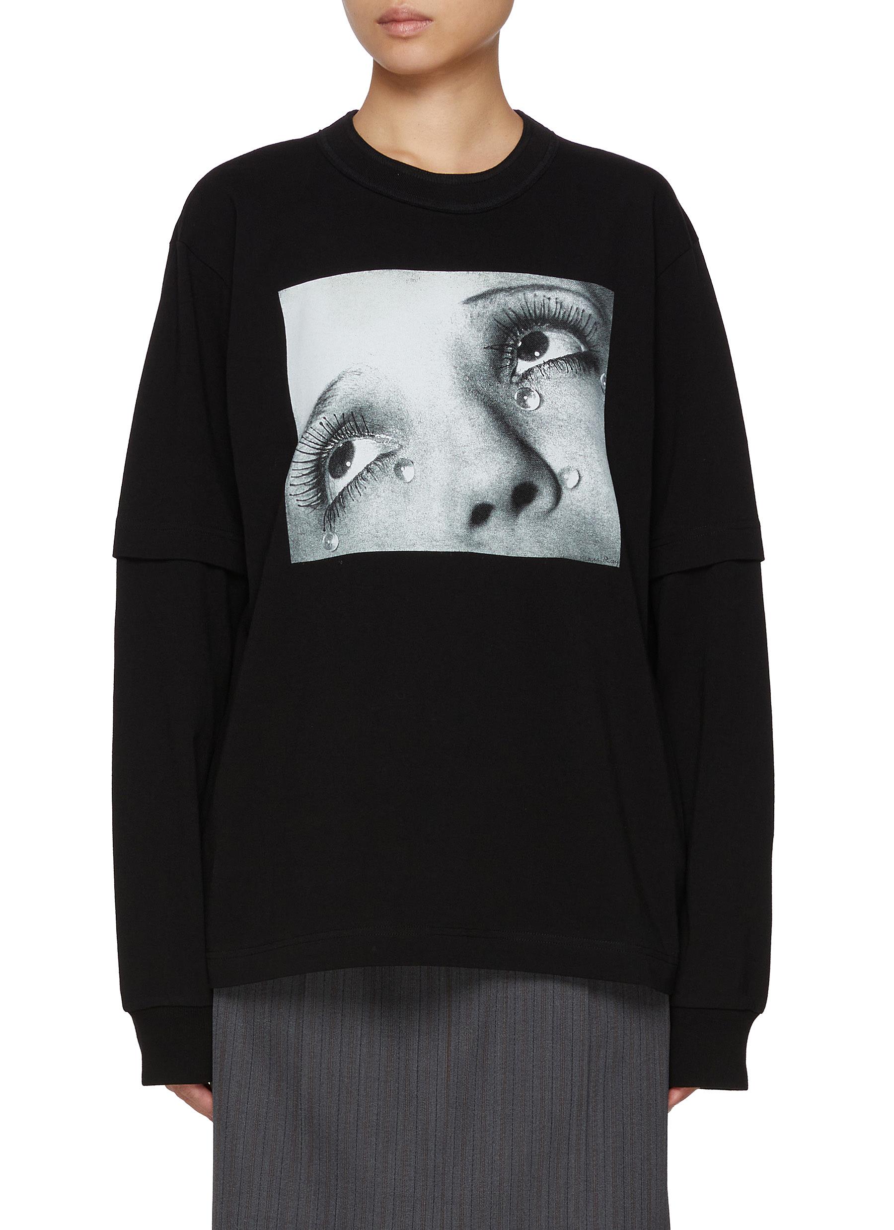 SACAI | Tears Miss You Printed Long Sleeve Cotton T-Shirt