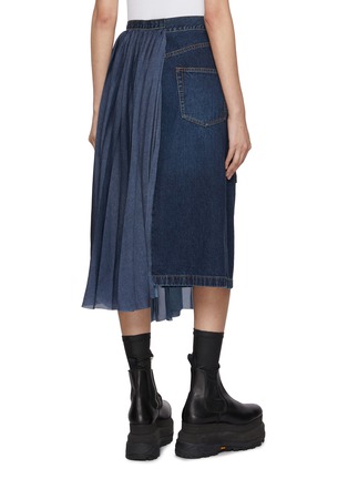 Back View - Click To Enlarge - SACAI - A-Line Half Pleated Denim Skirt