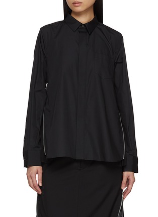 Main View - Click To Enlarge - SACAI - Pleated Zip Sides Shirt