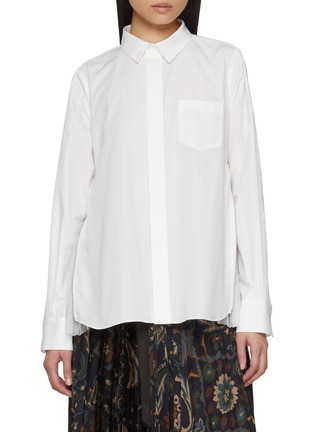 Main View - Click To Enlarge - SACAI - Pleated Zip Sides Shirt