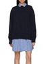 Main View - Click To Enlarge - SACAI - Hybrid Cotton Knit Shirt Dress