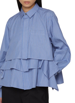  - SACAI - Three Tiered Striped Cotton Poplin Shirt