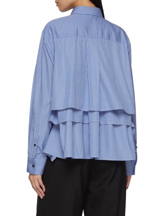 Back View - Click To Enlarge - SACAI - Three Tiered Striped Cotton Poplin Shirt