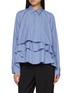 Main View - Click To Enlarge - SACAI - Three Tiered Striped Cotton Poplin Shirt