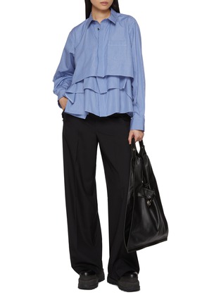 Figure View - Click To Enlarge - SACAI - Three Tiered Striped Cotton Poplin Shirt