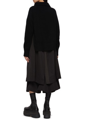 Back View - Click To Enlarge - SACAI - Hybrid Stripe Knit Coat Dress