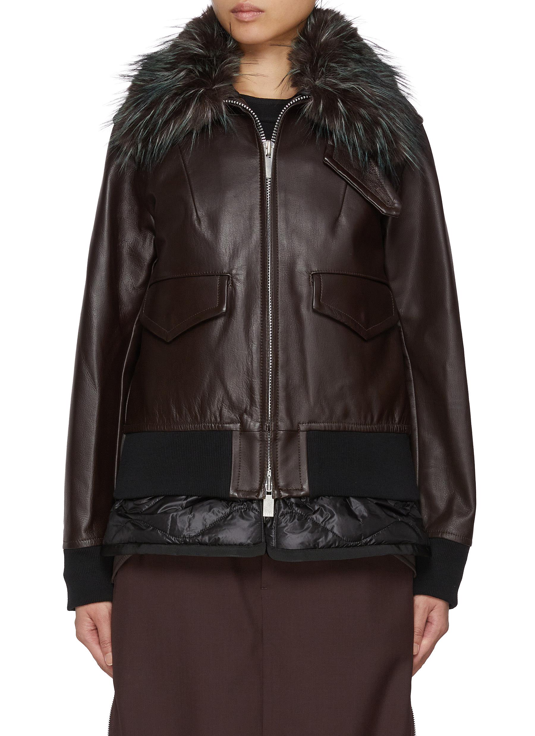 【新品・未使用】sacai Synthetic Leather Vest Asymmetric quilted down vest in black - Sacai | Mytheresa