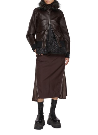 Figure View - Click To Enlarge - SACAI - Puffer Insert Leather Blouson Jacket