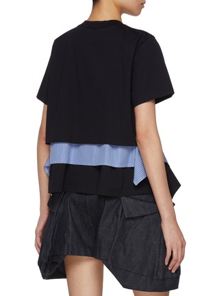 Back View - Click To Enlarge - SACAI - Hybrid Shirt Layered Cotton T-Shirt