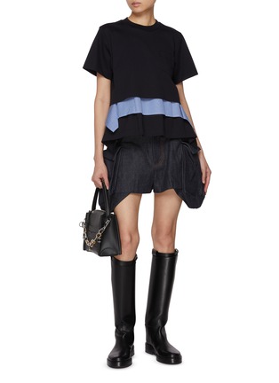 Figure View - Click To Enlarge - SACAI - Hybrid Shirt Layered Cotton T-Shirt