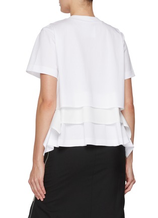 Back View - Click To Enlarge - SACAI - Hybird Poplin Cotton Jersey Tiered T-Shirt