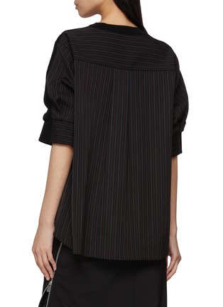 Back View - Click To Enlarge - SACAI - Hybrid Pinstripe Back Knit Top
