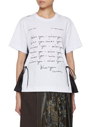 Main View - Click To Enlarge - SACAI - Hybrid Miss You Cotton T-Shirt