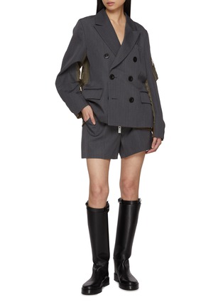 Figure View - Click To Enlarge - SACAI - Hybrid Double Breasted Bomber Jacket Blazer