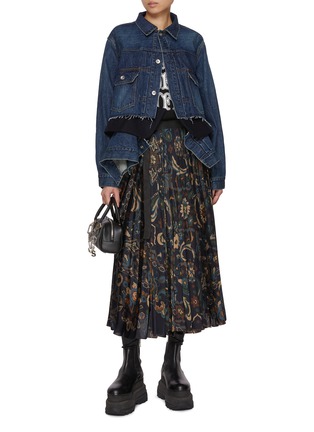 Figure View - Click To Enlarge - SACAI - Deconstructed Hybrid Blazer Dark Wash Denim Jacket