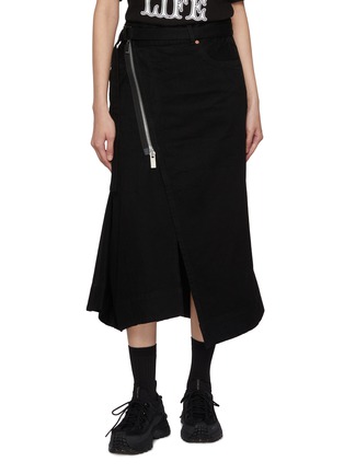 Main View - Click To Enlarge - SACAI - Dark Wash Cotton Mermaid Midi Skirt