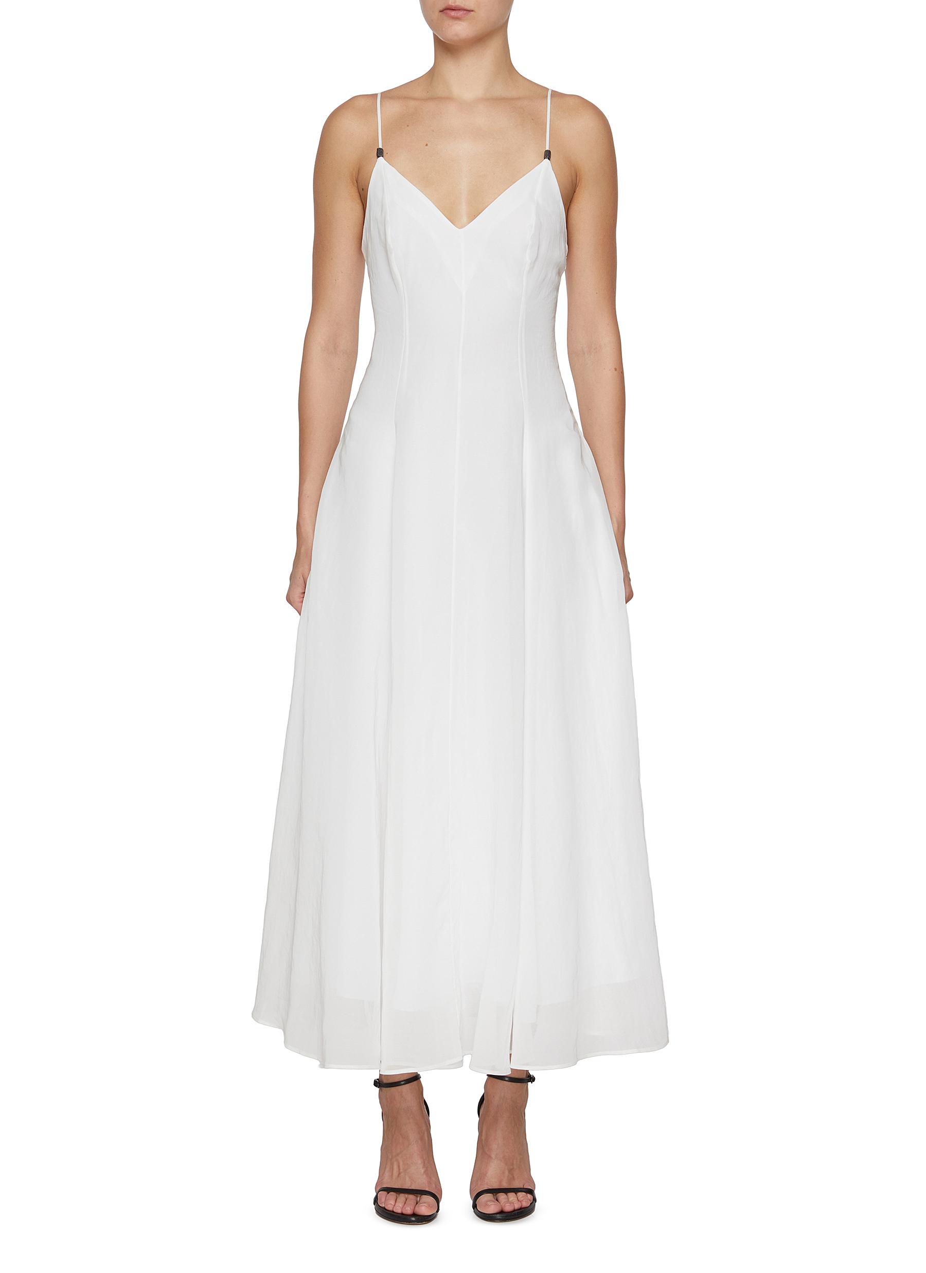 【送料&関税込】Brunello Cucinelli Long Cotton Dress BRUNELLO CUCINELLI Belted embellished cotton-poplin maxi