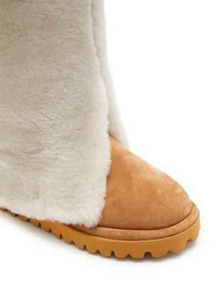 Detail View - Click To Enlarge - PEDDER RED - Talia Suede Shearling Knee High Boots