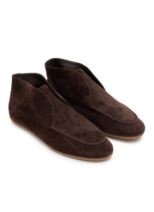 Detail View - Click To Enlarge - PEDDER RED - Turner Flat Suede Shearling Ankle Boots
