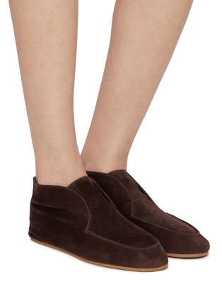 Figure View - Click To Enlarge - PEDDER RED - Turner Flat Suede Shearling Ankle Boots