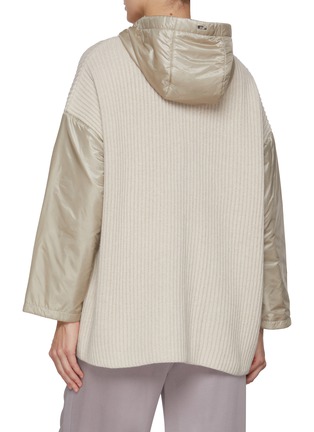 Back View - Click To Enlarge - HERNO - Hybird Knit Zip Up Wool Jacket