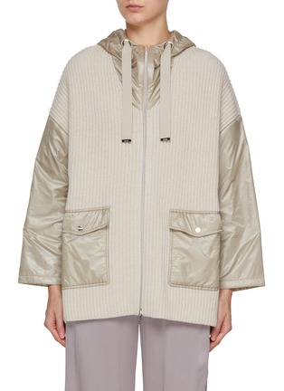 Main View - Click To Enlarge - HERNO - Hybird Knit Zip Up Wool Jacket