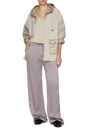 Figure View - Click To Enlarge - HERNO - Hybird Knit Zip Up Wool Jacket