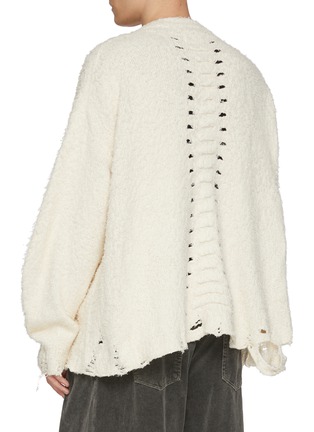 Back View - Click To Enlarge - DOUBLET - Backbone Cutout Distressed Cotton Cardigan