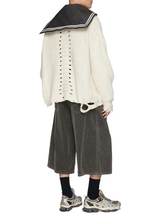 Figure View - Click To Enlarge - DOUBLET - Backbone Cutout Distressed Cotton Cardigan