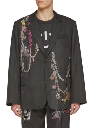 Main View - Click To Enlarge - DOUBLET - Single Breasted Chain Embroidered Wool Tailored Jacket