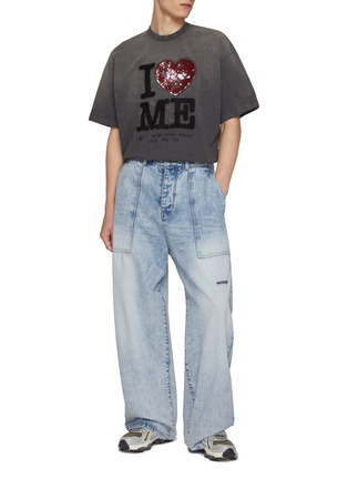 Figure View - Click To Enlarge - DOUBLET - Sparkled I Heart Me Sequin Chenille Cotton T-Shirt