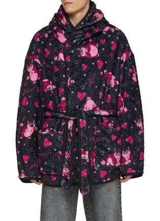 Main View - Click To Enlarge - DOUBLET - Villain Cat All Over Print Fleece Blanket Coat