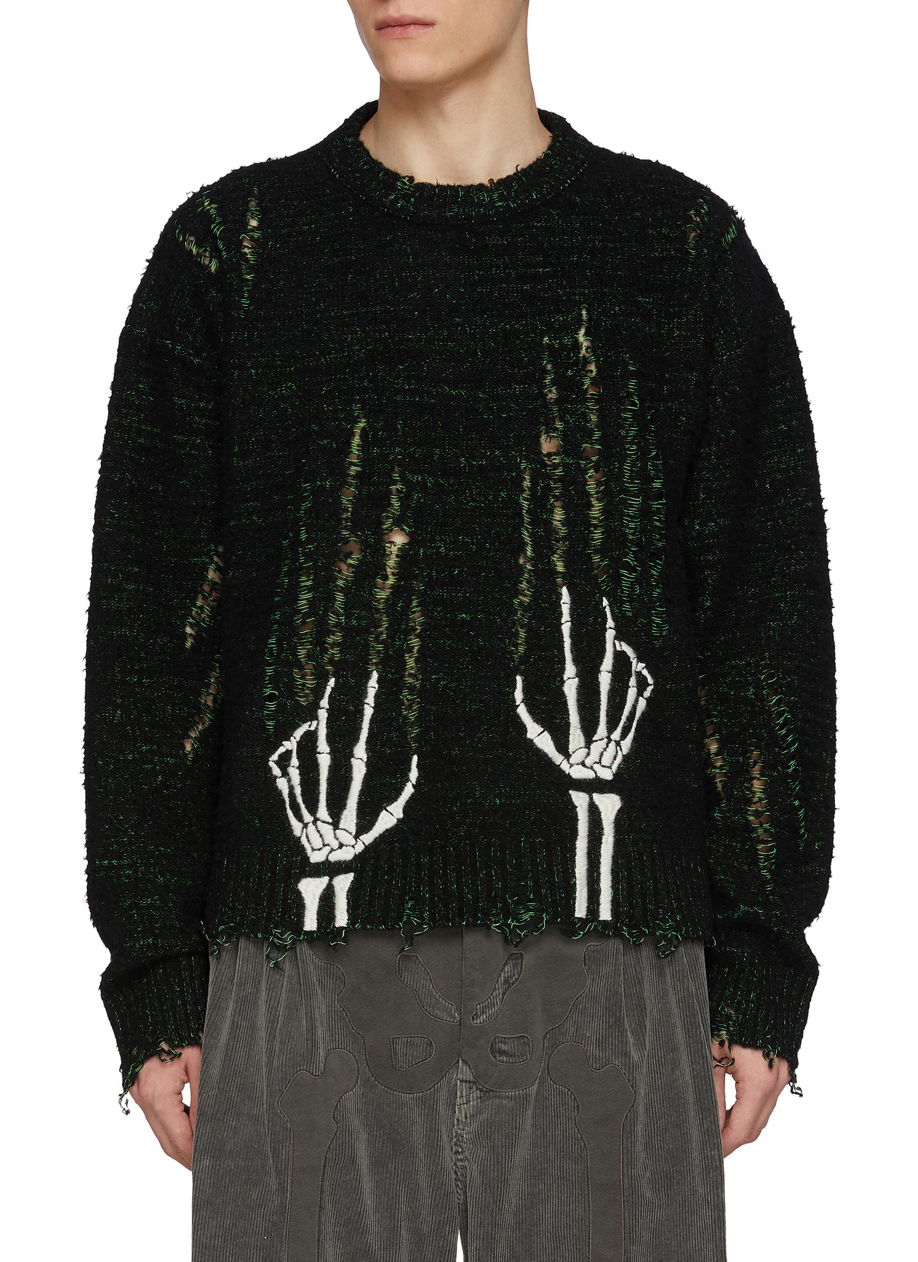 トップス doublet skelton scratch ds knit M DOUBLET | Skeleton Scratch Distressed Wool Sweater | Men | Lane