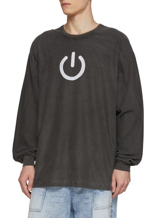 Detail View - Click To Enlarge - DOUBLET - On Off Power Icon Reversible Cotton Blend T-Shirt