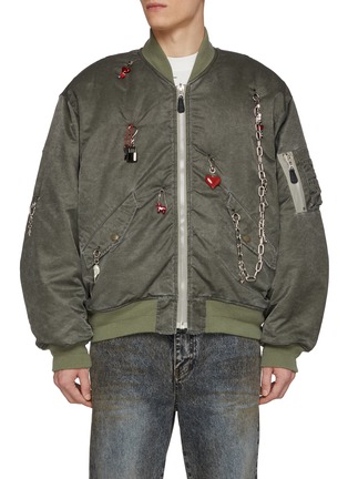 Main View - Click To Enlarge - DOUBLET - Key Chain Charm Embellished Bomber Jacket