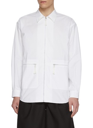 Main View - Click To Enlarge - COMME DES GARÇONS HOMME - Zip Up Cotton Oxford Shirt