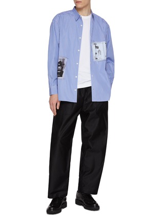 Figure View - Click To Enlarge - COMME DES GARÇONS HOMME - Striaight Leg Panelled Cotton Pants