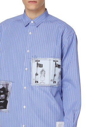  - COMME DES GARÇONS HOMME - Ralph Steadman Art Patchwork Striped Cotton Shirt