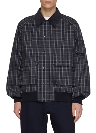 Main View - Click To Enlarge - COMME DES GARÇONS HOMME - Checkered Zip Up Cotton Jacket