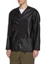 Detail View - Click To Enlarge - COMME DES GARÇONS HOMME - Faux Leather Patchwork Button Up Jacket