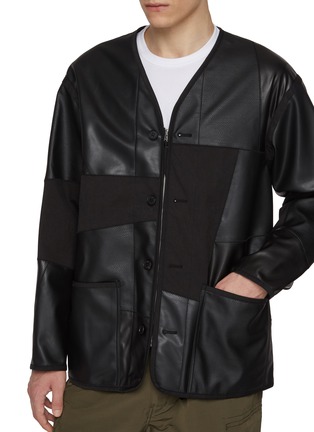  - COMME DES GARÇONS HOMME - Faux Leather Patchwork Button Up Jacket