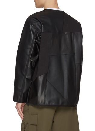 Back View - Click To Enlarge - COMME DES GARÇONS HOMME - Faux Leather Patchwork Button Up Jacket