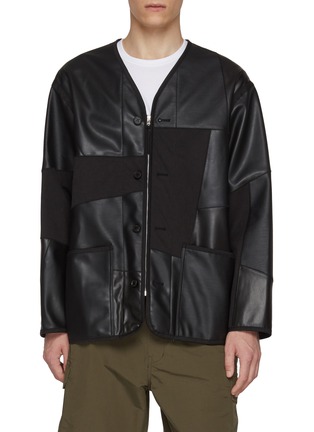 Main View - Click To Enlarge - COMME DES GARÇONS HOMME - Faux Leather Patchwork Button Up Jacket