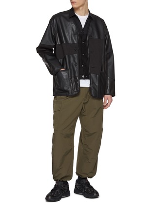 Figure View - Click To Enlarge - COMME DES GARÇONS HOMME - Faux Leather Patchwork Button Up Jacket